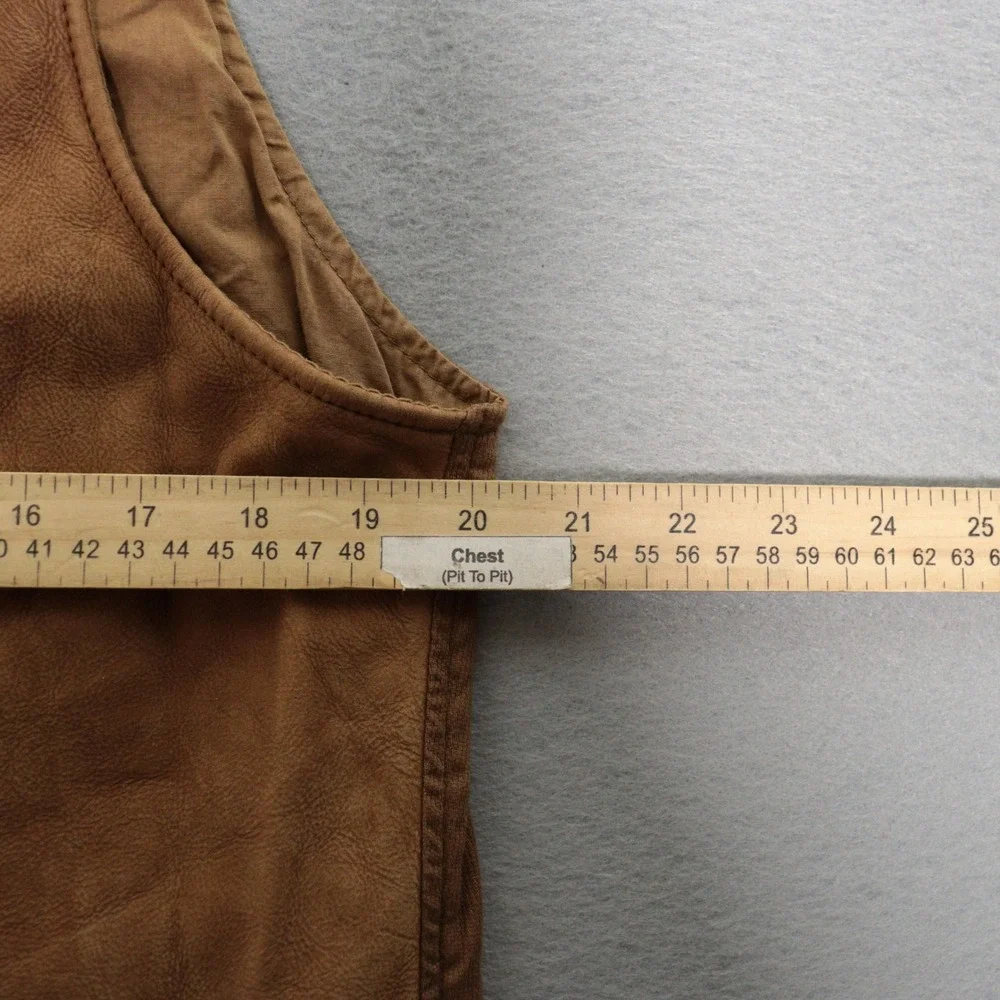 Vintage Banana Republic Vest Leather Front Cotton Back Brown Leather Men L